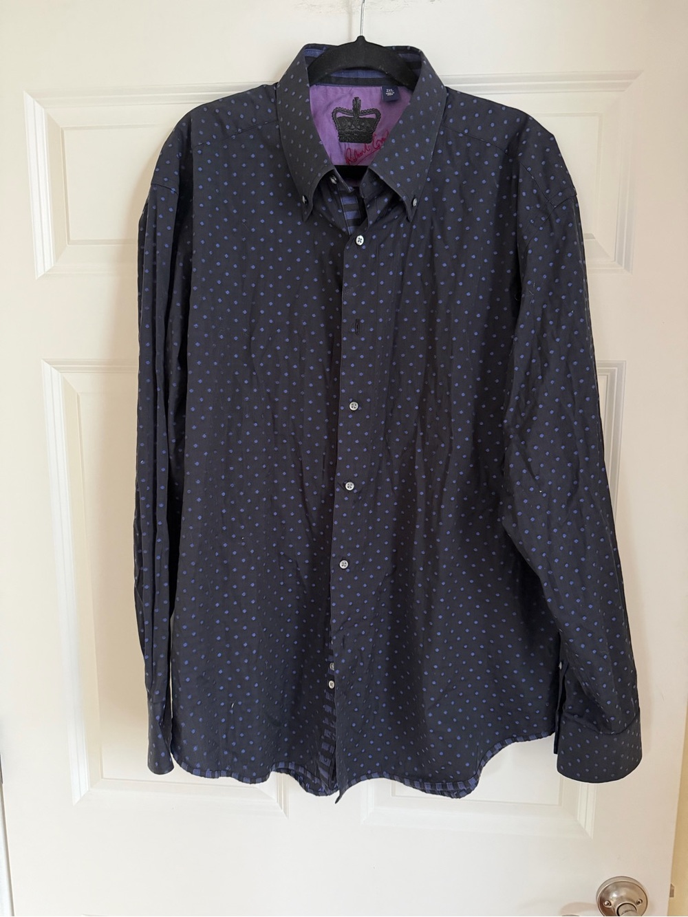 Robert Graham Dress Shirt 2XL Mens Oxford Woven Polka Dot Long Sleeve